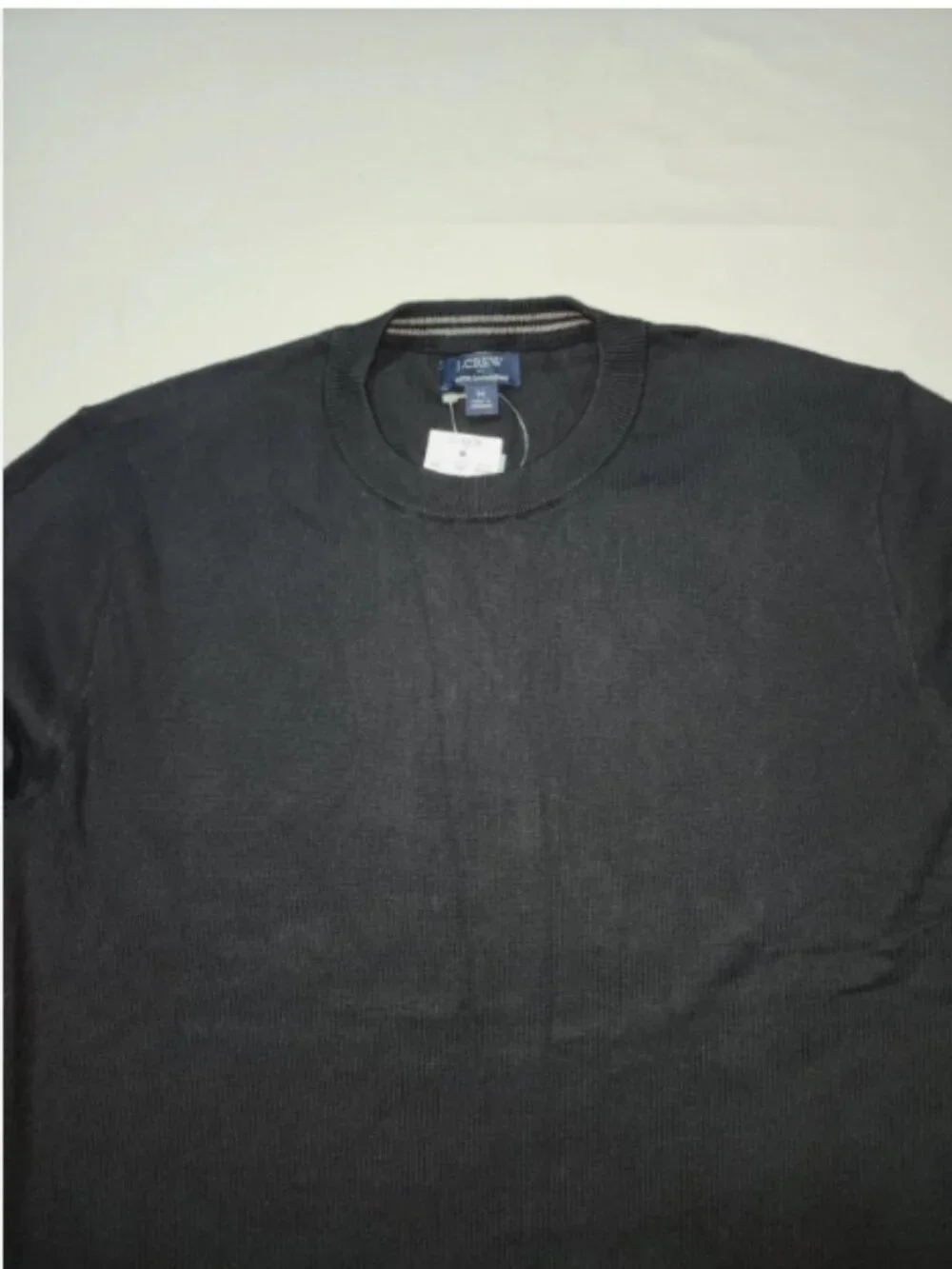 J. Crew Men's Soft Cotton-Blend With Cashmere Crewneck Pullover- Black Medium